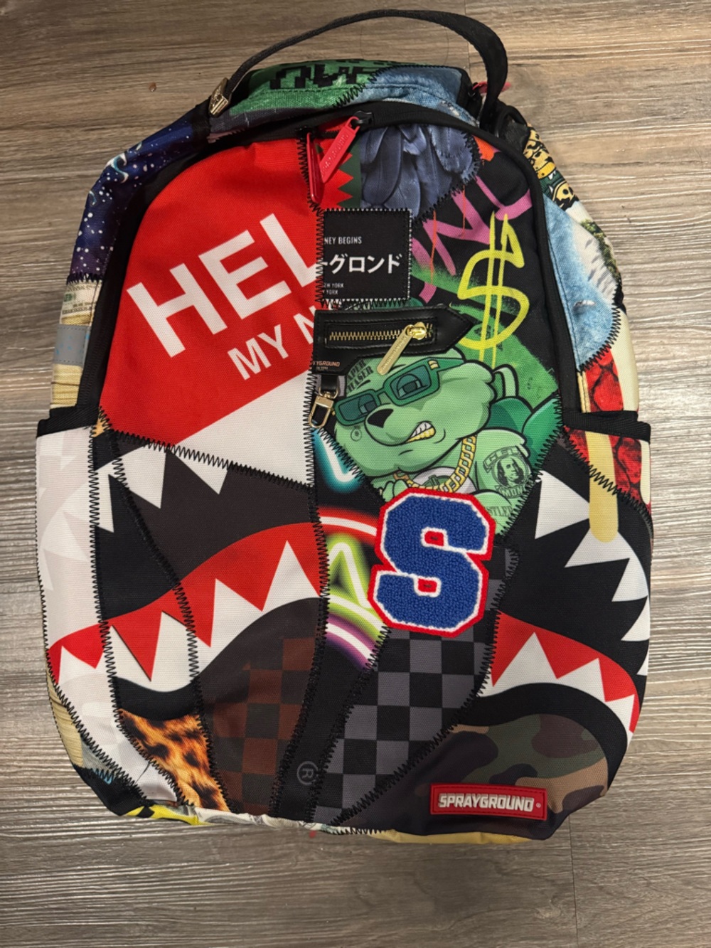 Sprayground Multicolor Graphic Shark Patch Backpack